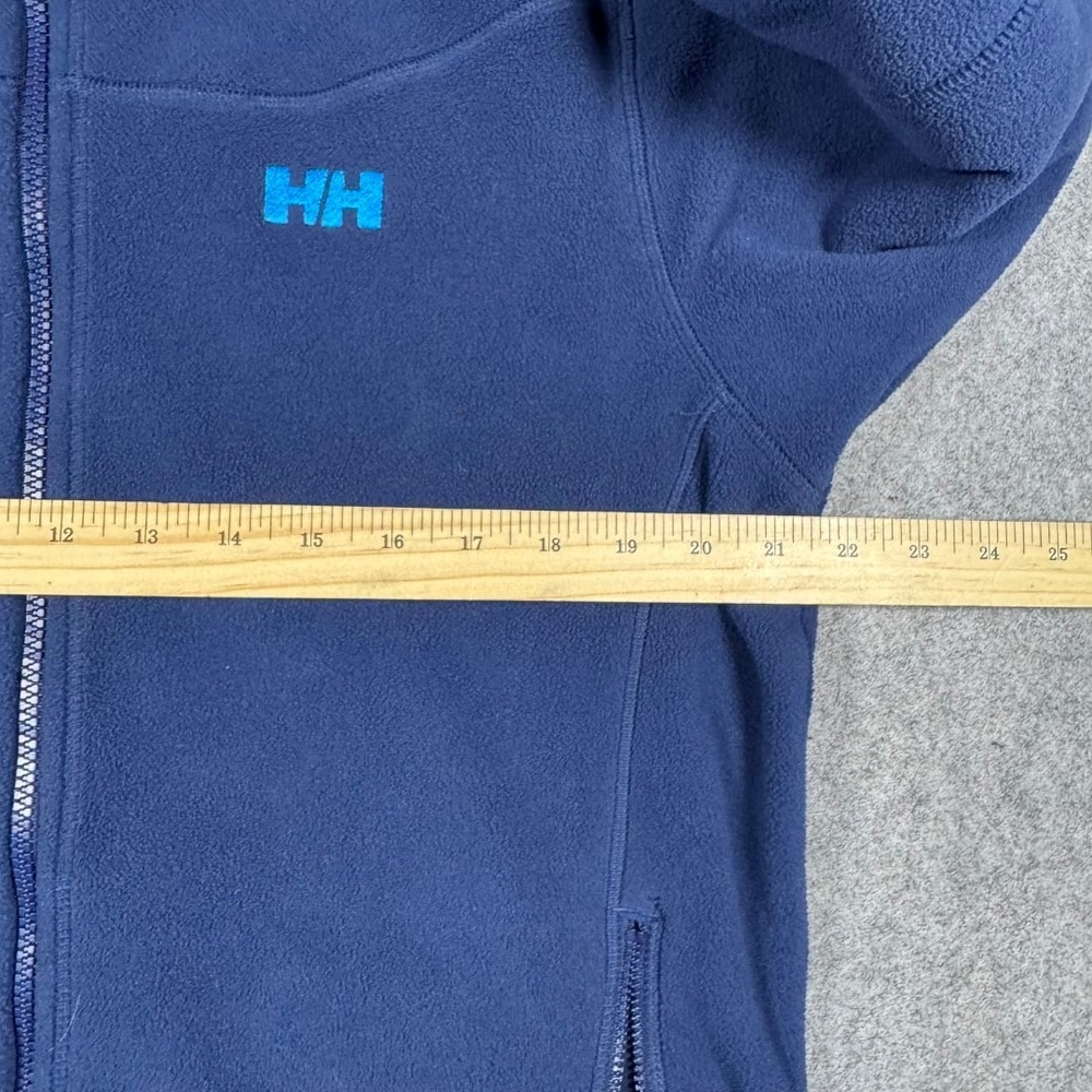 Helly Hansen Mens Full Zip Fleece Jacket Navy Blue Mock Neck Large HH Logo - Picture 4 of 7